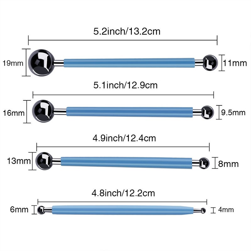 Caydo 9 Pieces Stylus Tools, 5 Pieces 2 Way Total 10 Different DIY Silicone and Ceramic Clay Indentation Tool and 4 Pieces Double-Ended Metal Ball Tools - Image 4